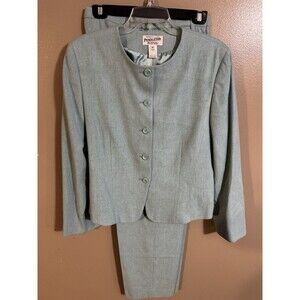 Beautiful Aqua blue Pendleton wool Pant Suit Size 14 Vintage Retro